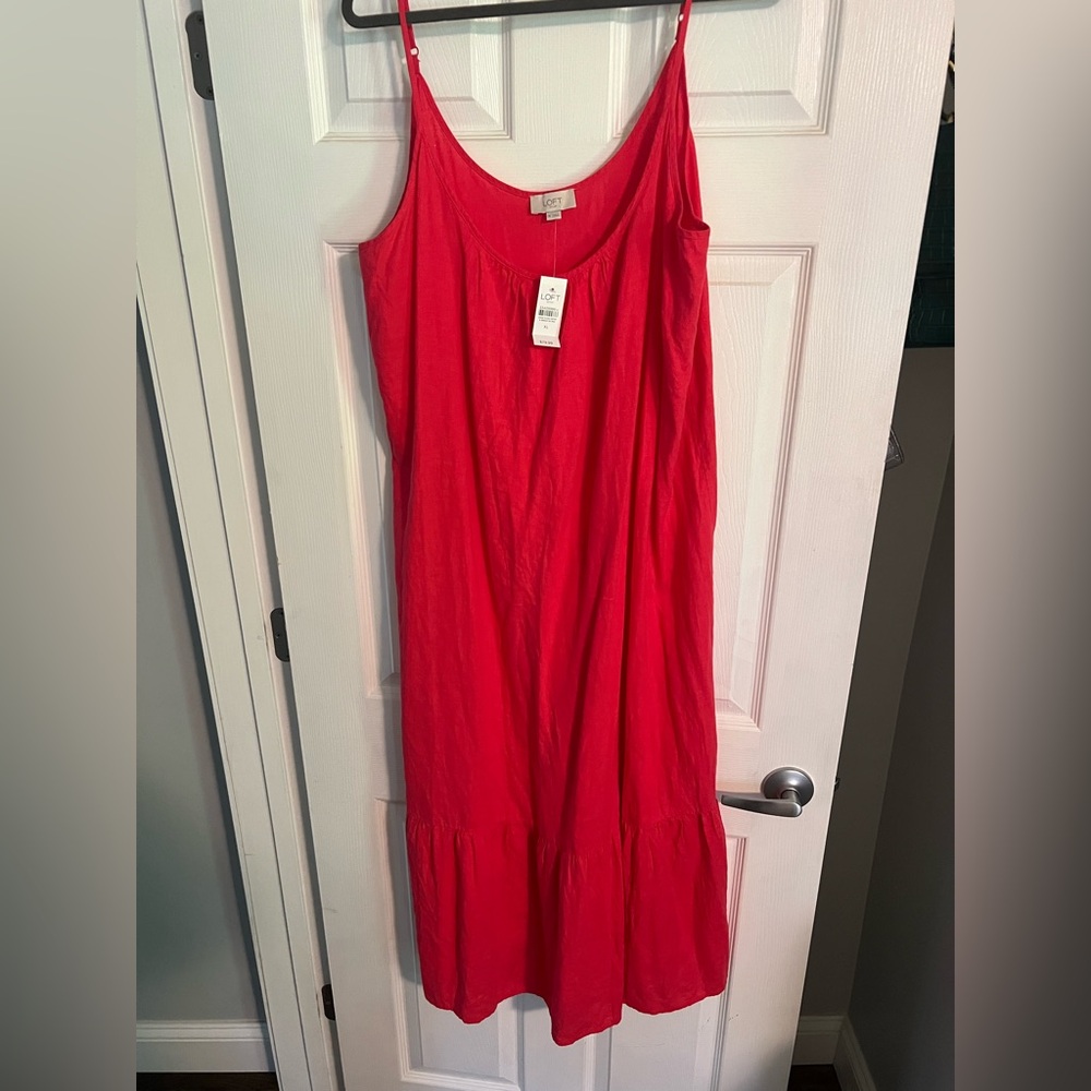 Loft Spaghetti Strap Maxi Dress Coral NWT